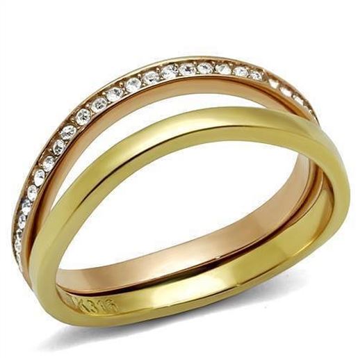 Picture of TK2613 - Stainless Steel Ring IP Gold & IP Rose Gold (Ion Plating) Women Top Grade Crystal Clear