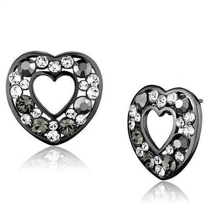 Picture of TK2627 - Stainless Steel Earrings IP Light Black  (IP Gun) Women Top Grade Crystal Multi Color