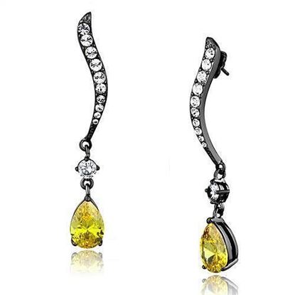 Picture of TK2631 - Stainless Steel Earrings IP Light Black  (IP Gun) Women AAA Grade CZ Topaz