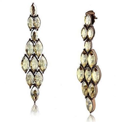 Picture of TK2632 - Stainless Steel Earrings IP Coffee light Women Top Grade Crystal Champagne