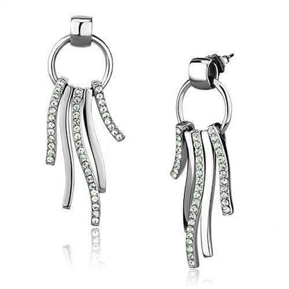 Picture of TK2633 - Stainless Steel Earrings High polished (no plating) Women Top Grade Crystal Peridot