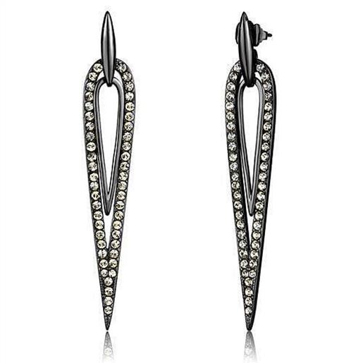 Picture of TK2634 - Stainless Steel Earrings IP Light Black  (IP Gun) Women Top Grade Crystal Smoky Topaz