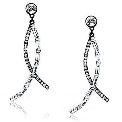 Picture of TK2635 - Stainless Steel Earrings IP Light Black  (IP Gun) Women Top Grade Crystal Clear