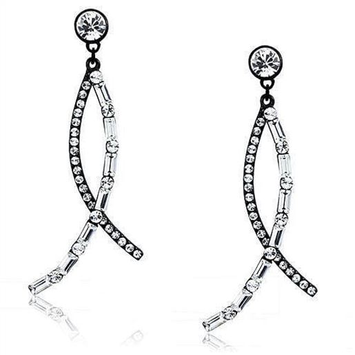 Picture of TK2635 - Stainless Steel Earrings IP Light Black  (IP Gun) Women Top Grade Crystal Clear