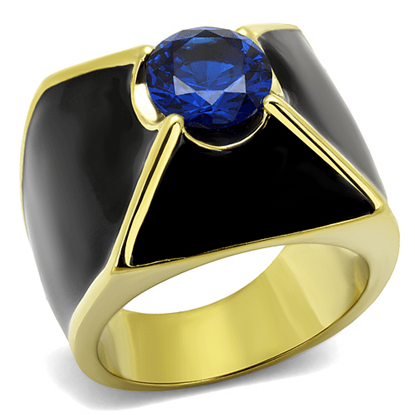 Picture of TK2640 - Stainless Steel Ring IP Gold(Ion Plating) Men AAA Grade CZ London Blue