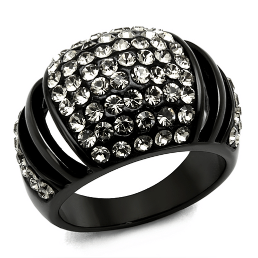 Picture of TK2643 - Stainless Steel Ring IP Black(Ion Plating) Women Top Grade Crystal Hematite