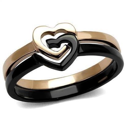 Picture of TK2650 - Stainless Steel Ring IP Rose Gold+ IP Black (Ion Plating) Women No Stone No Stone