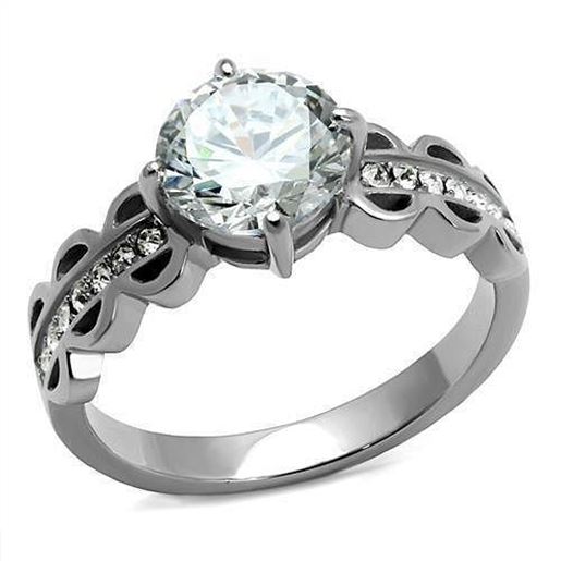 Picture of TK2658 - Stainless Steel Ring High polished (no plating) Women AAA Grade CZ Clear