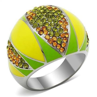 Picture of TK266 - Stainless Steel Ring High polished (no plating) Women Top Grade Crystal Multi Color