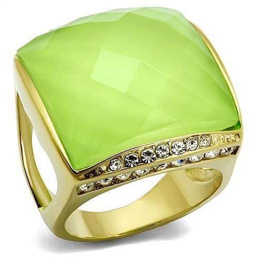 Picture of TK2661 - Stainless Steel Ring IP Gold(Ion Plating) Women Synthetic Apple Green color