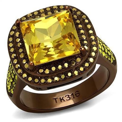 Picture of TK2677 - Stainless Steel Ring IP Coffee light Women AAA Grade CZ Topaz