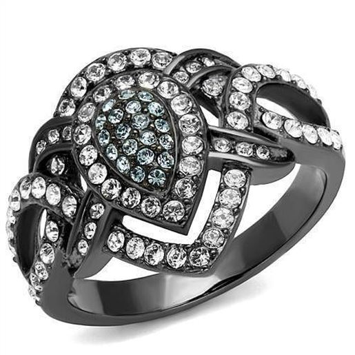 Picture of TK2679 - Stainless Steel Ring IP Light Black  (IP Gun) Women Top Grade Crystal Multi Color