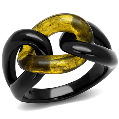 Picture of TK2682 - Stainless Steel Ring IP Black(Ion Plating) Women Synthetic Topaz