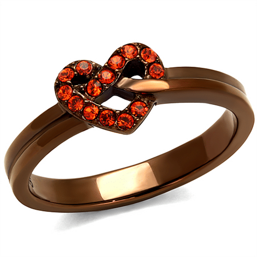 Picture of TK2686 - Stainless Steel Ring IP Coffee light Women Top Grade Crystal Orange