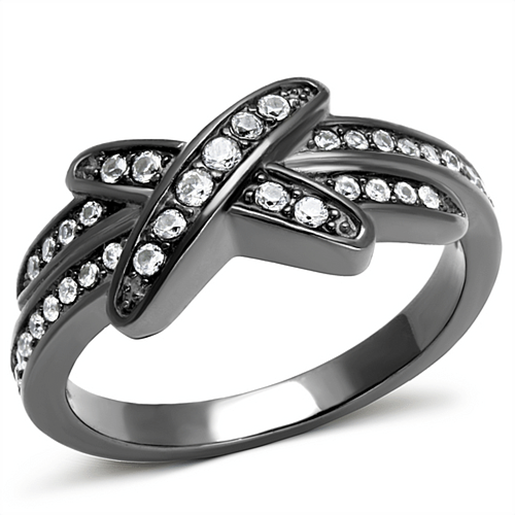 Picture of TK2689 - Stainless Steel Ring IP Light Black  (IP Gun) Women AAA Grade CZ Clear