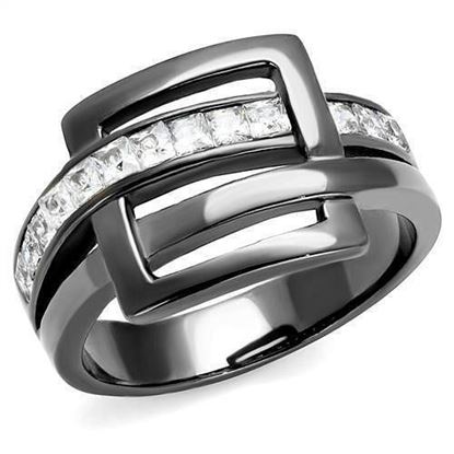 Picture of TK2690 - Stainless Steel Ring IP Light Black  (IP Gun) Women AAA Grade CZ Clear