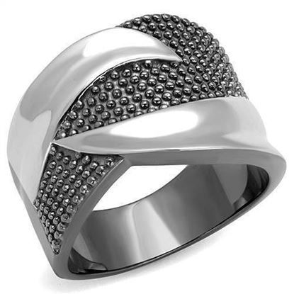 Picture of TK2700 - Stainless Steel Ring Two Tone IP Light Black (IP Gun) Women No Stone No Stone