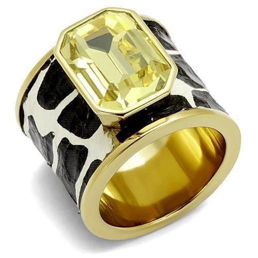 Picture of TK2701 - Stainless Steel Ring IP Gold(Ion Plating) Women Top Grade Crystal Citrine Yellow