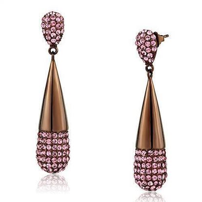 Picture of TK2707 - Stainless Steel Earrings IP Coffee light Women Top Grade Crystal Light Peach