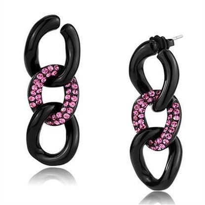 Picture of TK2711 - Stainless Steel Earrings IP Black(Ion Plating) Women Top Grade Crystal Light Peach