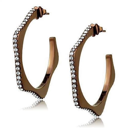 Picture of TK2714 - Stainless Steel Earrings IP Coffee light Women Top Grade Crystal Clear