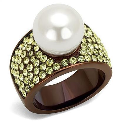 Picture of TK2715 - Stainless Steel Ring IP Coffee light Women Synthetic White