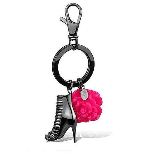 Picture of TK2718 - Stainless Steel Key Ring IP Light Black  (IP Gun) Women Synthetic Rose