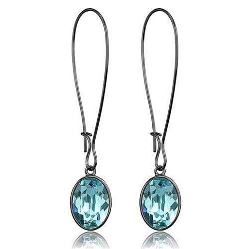 Picture of TK2720 - Stainless Steel Earrings IP Light Black  (IP Gun) Women Top Grade Crystal Sea Blue