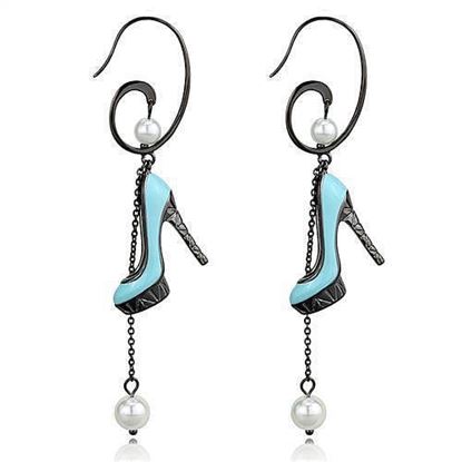 Picture of TK2721 - Stainless Steel Earrings IP Light Black  (IP Gun) Women Synthetic White