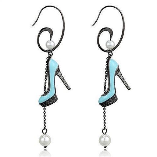 Picture of TK2721 - Stainless Steel Earrings IP Light Black  (IP Gun) Women Synthetic White