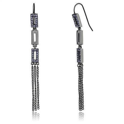 Picture of TK2722 - Stainless Steel Earrings IP Light Black  (IP Gun) Women Top Grade Crystal Tanzanite