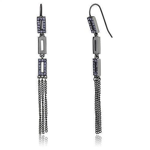 Picture of TK2722 - Stainless Steel Earrings IP Light Black  (IP Gun) Women Top Grade Crystal Tanzanite