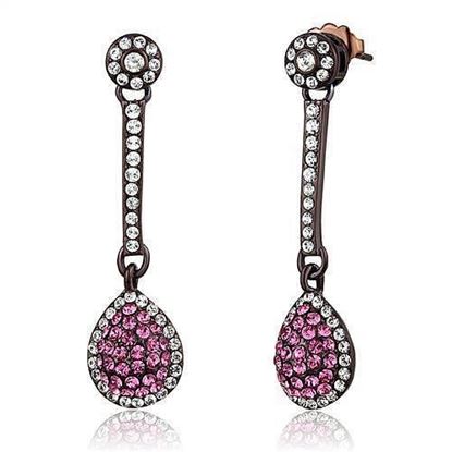 Picture of TK2724 - Stainless Steel Earrings IP Dark Brown (IP coffee) Women Top Grade Crystal Rose