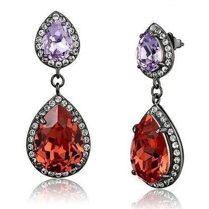 Picture of TK2725 - Stainless Steel Earrings IP Light Black  (IP Gun) Women Top Grade Crystal Orange