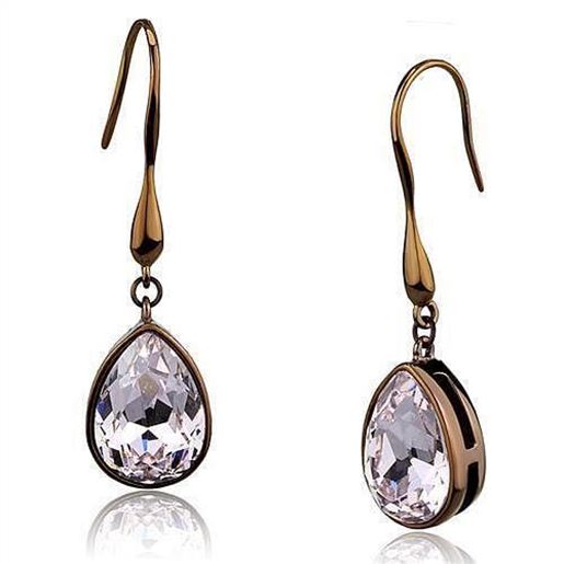 Picture of TK2727 - Stainless Steel Earrings IP Coffee light Women Top Grade Crystal Light Peach