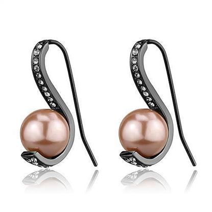 Picture of TK2728 - Stainless Steel Earrings IP Light Black  (IP Gun) Women Synthetic Light Peach