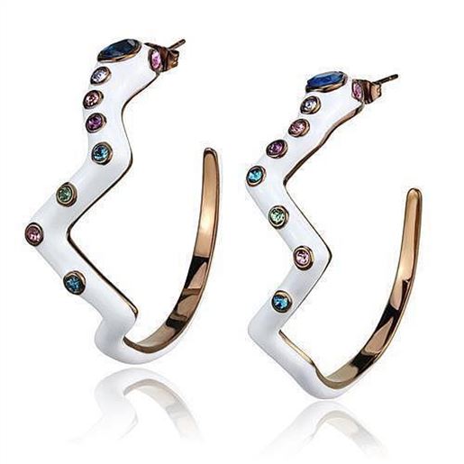 Picture of TK2729 - Stainless Steel Earrings IP Coffee light Women Top Grade Crystal Multi Color