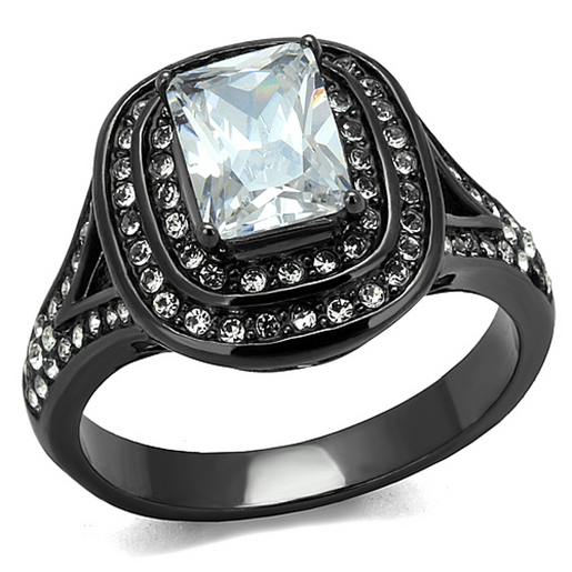 Picture of TK2731 - Stainless Steel Ring IP Light Black  (IP Gun) Women AAA Grade CZ Clear