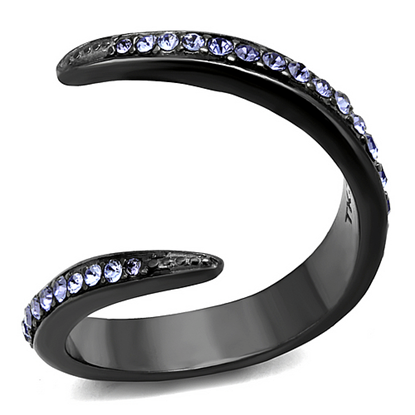 Picture of TK2732 - Stainless Steel Ring IP Light Black  (IP Gun) Women Top Grade Crystal Tanzanite