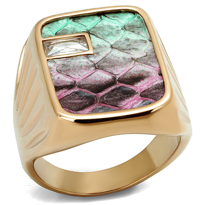 Picture of TK2737 - Stainless Steel Ring IP Rose Gold(Ion Plating) Men Leather Multi Color