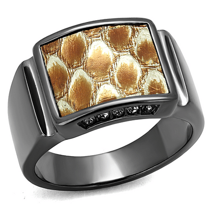 Picture of TK2738 - Stainless Steel Ring IP Light Black  (IP Gun) Women Leather Brown