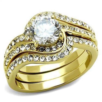 Picture of TK2742 - Stainless Steel Ring IP Gold(Ion Plating) Women AAA Grade CZ Clear