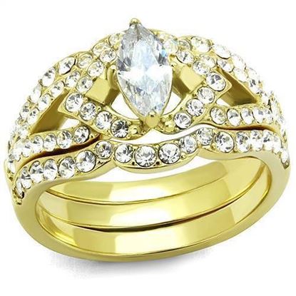 Picture of TK2743 - Stainless Steel Ring IP Gold(Ion Plating) Women AAA Grade CZ Clear