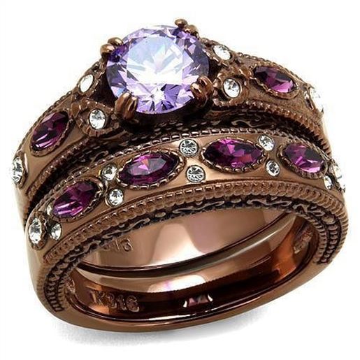 Picture of TK2746 - Stainless Steel Ring IP Coffee light Women AAA Grade CZ Amethyst