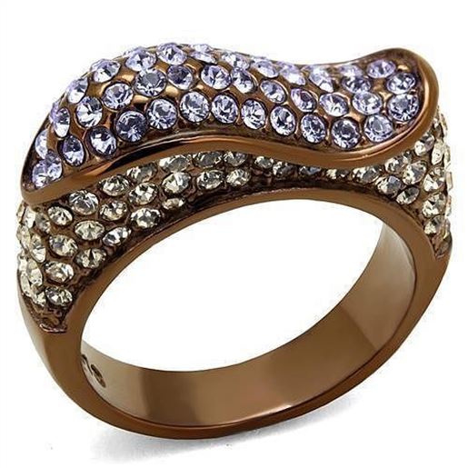 Picture of TK2754 - Stainless Steel Ring IP Coffee light Women Top Grade Crystal Multi Color