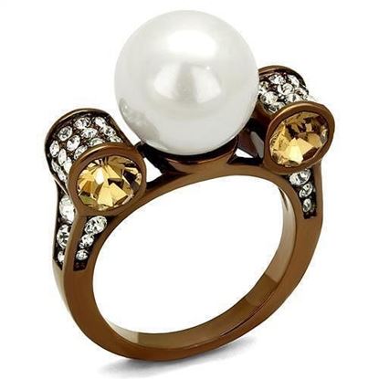 Picture of TK2774 - Stainless Steel Ring IP Coffee light Women Synthetic White