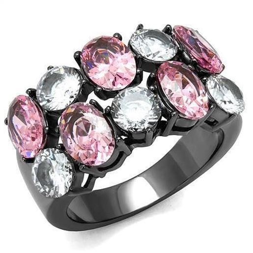 Picture of TK2776 - Stainless Steel Ring IP Light Black  (IP Gun) Women AAA Grade CZ Rose