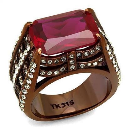 Picture of TK2779 - Stainless Steel Ring IP Coffee light Women Synthetic Garnet