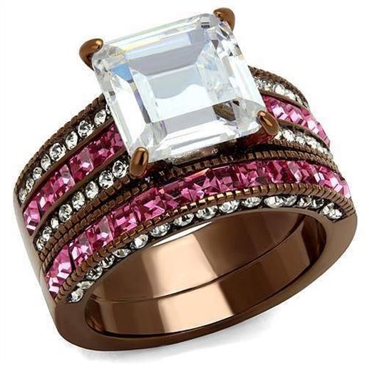 Picture of TK2782 - Stainless Steel Ring IP Coffee light Women AAA Grade CZ Clear