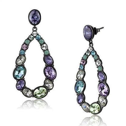 Picture of TK2785 - Stainless Steel Earrings IP Light Black  (IP Gun) Women AAA Grade CZ Multi Color